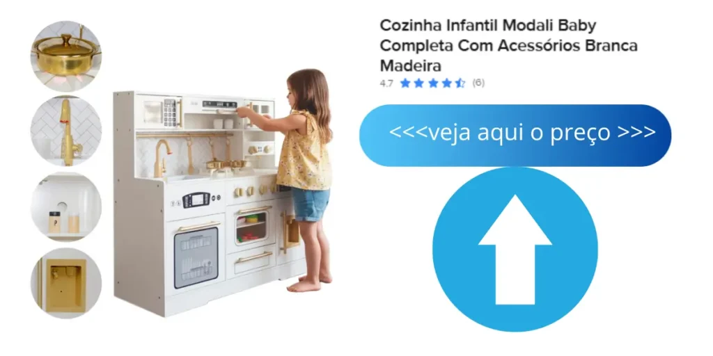 Cozinha Infantil Modali Baby Completa Com Acessórios Branca Madeira